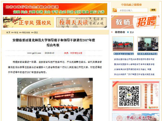 【中国高校之窗】安徽省委对bw必威西汉姆联官方网站领导班子和领导干部进行2017年度综合考核