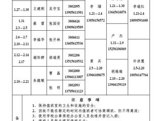 bw必威西汉姆联官方网站（相山校区）学校办公室2014年寒假值班表
