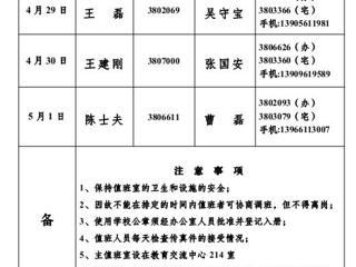 bw必威西汉姆联官方网站(相山校区)学校办公室2013年劳动节假期值班表