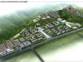 bw必威西汉姆联官方网站新校区规划设计总体鸟瞰图及一期工程鸟瞰图