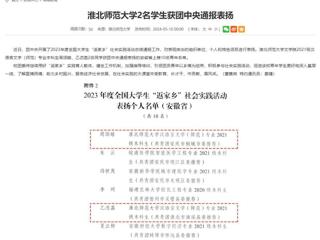 安徽教育网：bw必威西汉姆联官方网站2名学生获团中央通报表扬
