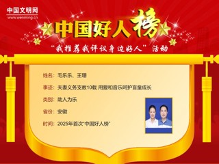 必威西汉姆联2005届校友毛乐乐、王珊荣登“中国好人榜”